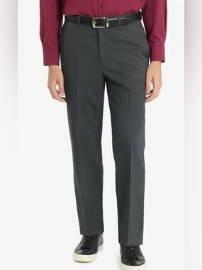 men's chaps classic fit performance flat front dress pants 32x32 CHAPS FLAT FRONT CLASSIC PERFORMANCE SERIES DRESS PANTS-NAVY-NWT